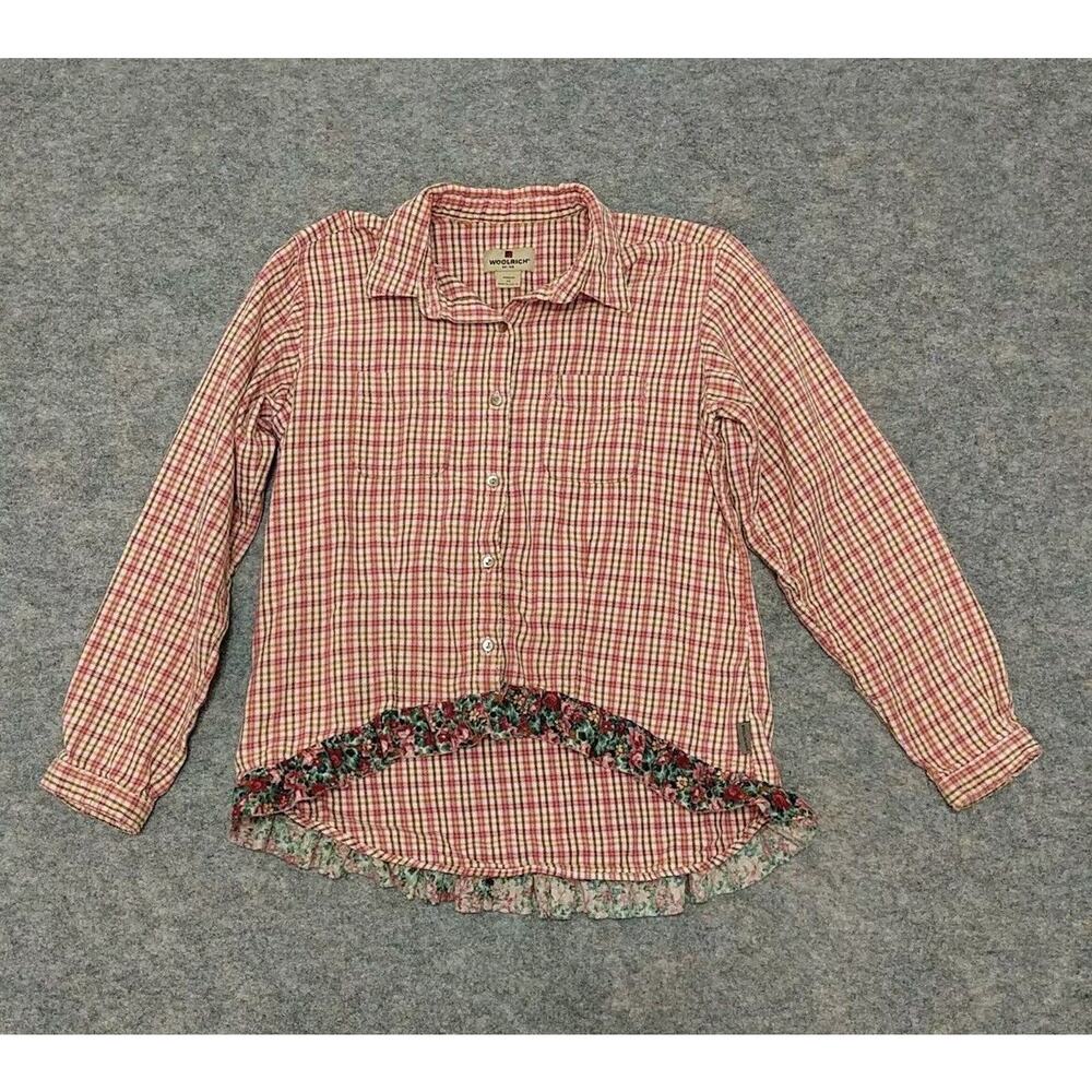Woolrich Shirt Womens Medium Red Plaid Flannel Long Sleeve Button Front- 2006